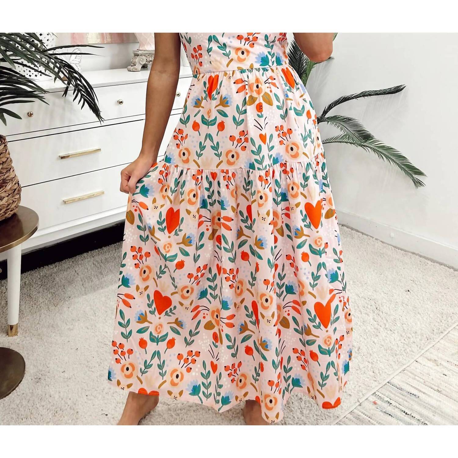 New Sincerely Ours Alexa Romantic Floral Midi Dress In Light Pink